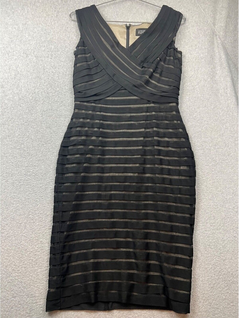 Adrianna Papell Lace Sheath Bodycon Dress Womens 6 Formal Knee Length Sexy